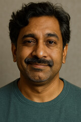 Fototapeta premium Portrait of smiling indian man with mustache and goatee