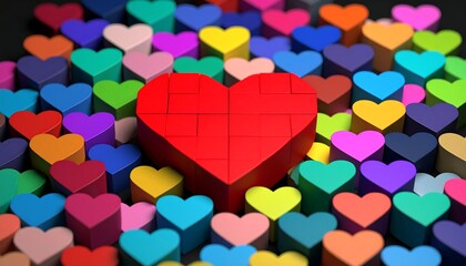 Colorful hearts in a 3D heart design