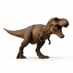 Fototapeta premium Tyrannosaurus rex roaring showing teeth and claws on white background