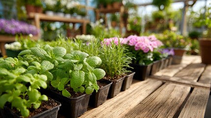Immersive Herbaceous Plant Composition Thriving in Luminous Greenhouse Station – Sustainable Wellness Visual for Eco-Conscious Urban Design
