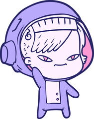 Obraz premium cartoon astronaut woman in bright neon color