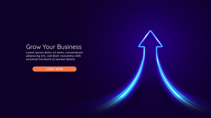 Arrow Growth Up. Copy Space. Business Personal Growth Quick Result Innovation Technology and Finance.
