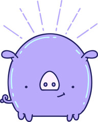 illustration of a traditional tattoo style pig character in bright neon color