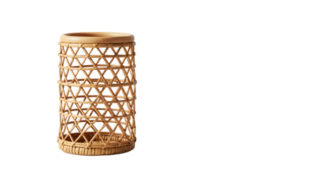 A beautifully crafted bamboo stool with intricate lattice design, placed on a clean surface, perfect for home decor