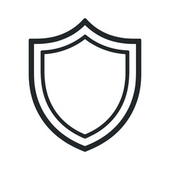Obraz premium A minimalist black outline of a classic shield shape with a double border against a clean white background representing protection and security