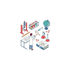 Hand drawn vector illustration of laboratory kit