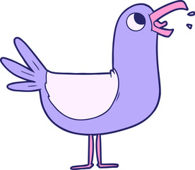 Cartoon Bird in bright neon color