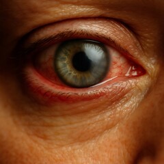 Close-up of a human eye with red veins