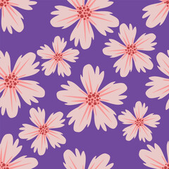 Hand drawn flowers backgrounds. Seamless patterns with floral for fabric, textiles, clothing, packaging, cover, banner, poster, interior decor. Vector illustration.