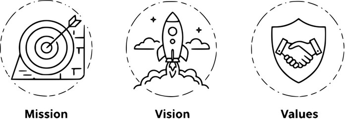 Fototapeta premium company mission, vision and values icon. business goal symbol. transparent png and vector illustration. 