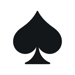 Fototapeta premium A bold solid black spade playing card symbol is centrally positioned against a stark white background representing a classic suit