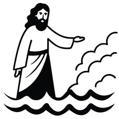 Fototapeta premium Jesus activities line art kids coloring page