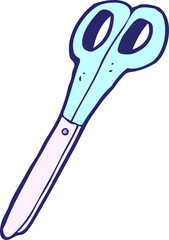 cartoon scissors in bright neon color