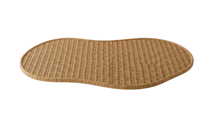 A natural bamboo mat with a unique shape, placed on a clean surface, ideal for home decor and eco-friendly living