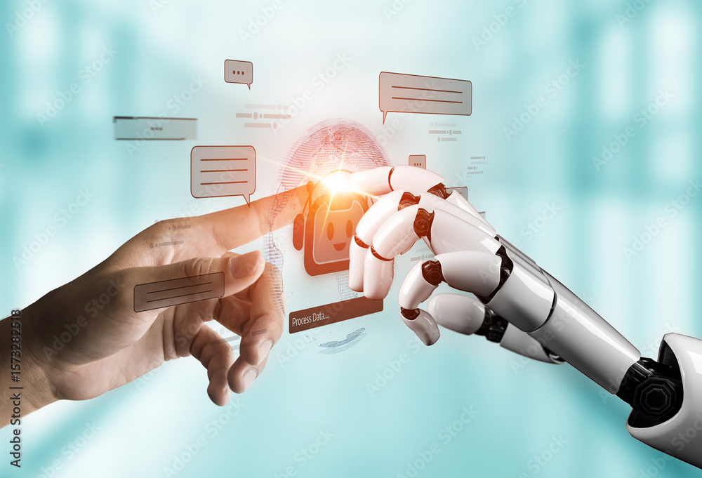 Poster ai assistant brain processor with llm technology, big data, machine learning, generative ai for busi