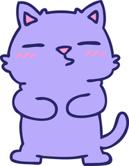 hand drawn quirky cartoon cat in bright neon color