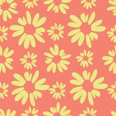 Fototapeta premium Hand drawn flowers backgrounds. Seamless patterns with floral for fabric, textiles, clothing, packaging, cover, banner, poster, interior decor. Vector illustration.