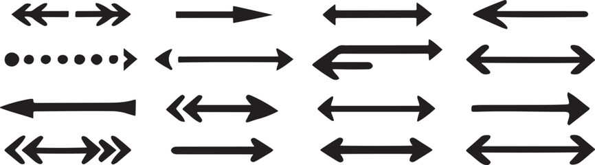 Clean Arrow Icon Pack. Directional Black Arrows in Simple Silhouette Design