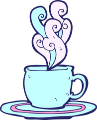 cartoon tea cup in bright neon color