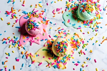 Melting Ice Cream with Colorful Sprinkles