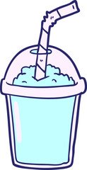 cartoon iced smoothie in bright neon color