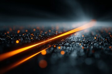 DMT laser experiment with glowing orange computer code code. Background tech image. Digital highway. Data stream