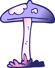 cartoon doodle mushroom in bright neon color