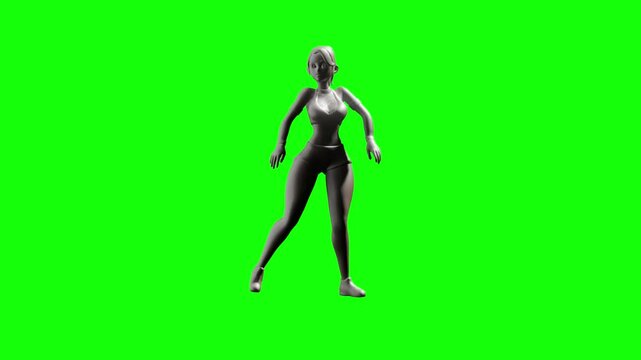 girl dancing illustration in green sreen