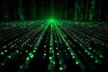 DMT laser experiment with glowing orange computer code code. Background tech image. Digital highway. Data stream