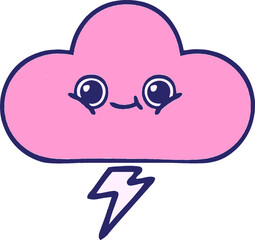 comic book style cartoon of a storm cloud in bright neon color