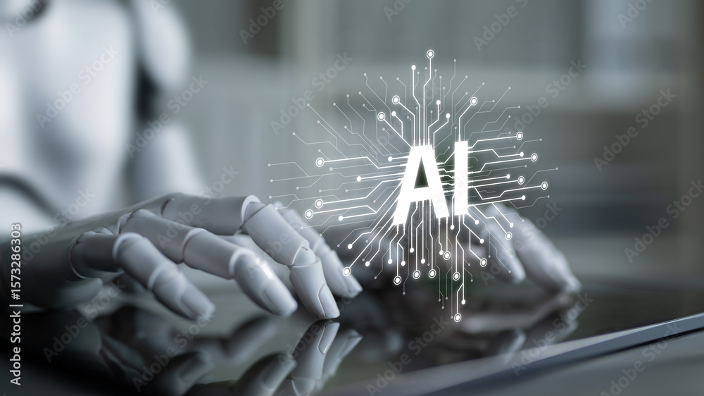 Poster ai assistant brain processor with llm technology, big data, machine learning, generative ai for busi