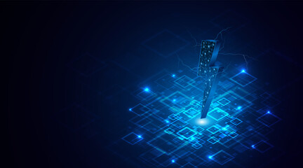 Abstract energy or lightning symbol. Innovative concept of technology circuit boards related to electric power or renewable energy. vector illustration	