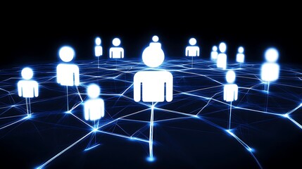 digital Facebook community interconnected in glowing web of friends