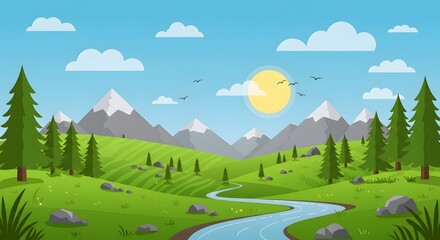 Obraz premium landscape with mountains and blue sky