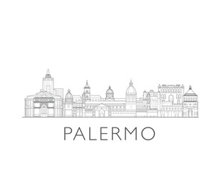 Palermo, Italy, cityscape illustration skyline drawing