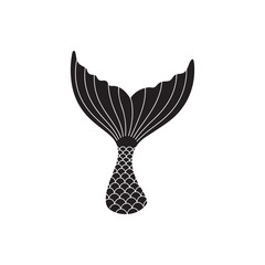 Mermaid tail silhouette vector flat illustration on white background.
