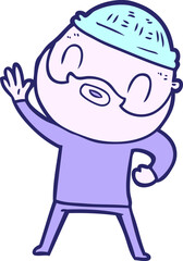 cartoon bearded man in bright neon color