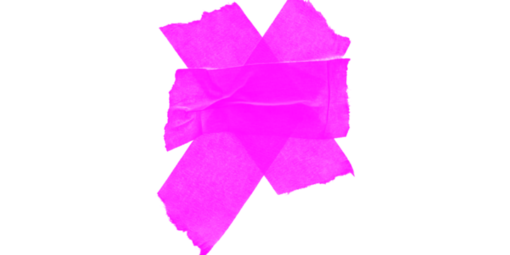 A bright pink abstract shape with jagged edges on a black background in a digital illustration
