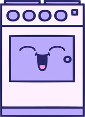 cute cartoon of a kitchen oven in bright neon color