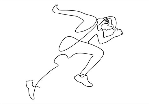 Continuous Line Drawing of a Running Person in Motion. line icon-continuous line drawing. Editable stroke. 