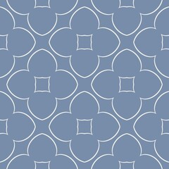 A symmetrical pattern of interlocking floral shapes is set against a dark gray background, creating a repeating motif. The design features curved lines forming petals around central diamond shapes.