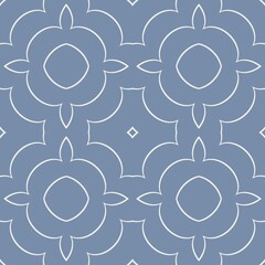 Intricate floral patterns are symmetrically arranged against a gray background, creating a harmonious and balanced design. Simple, thin lines form elegant, repetitive shapes with a subtle and understa