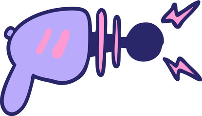 cartoon ray gun in bright neon color