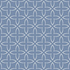 A repeating geometric pattern in white outlines forms a grid on a dark background, creating a symmetrical floral motif. The minimalistic design emphasizes clean lines and uniformity.