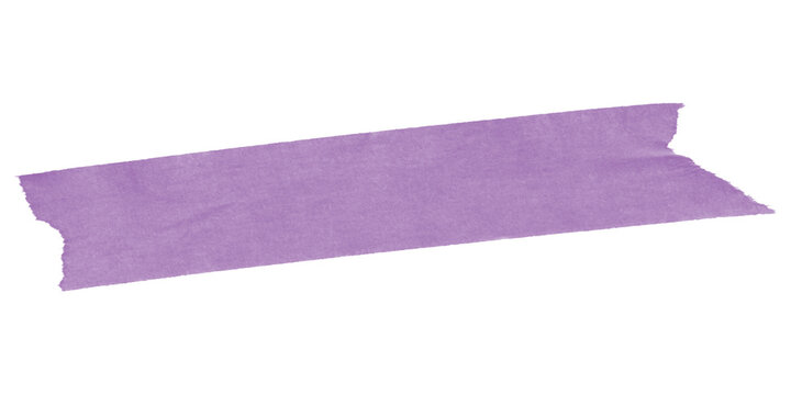 A single piece of purple washi tape angled on a black background with jagged edges visible on the tape