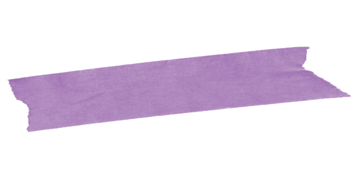 A single piece of purple washi tape angled on a black background with jagged edges visible on the tape