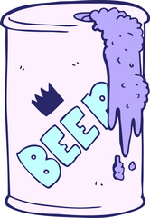 cartoon beer can in bright neon color