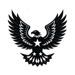 Fototapeta premium Black and White American Eagle Symbol with Stars & Geometric Details