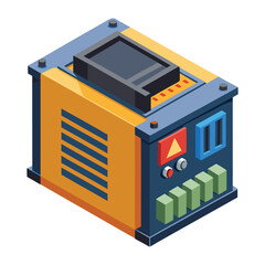 Fototapeta premium Modern industrial machine with buttons and screen in isometric view