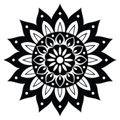 Elegant Black and White Mandala Design Intricate Floral Pattern for Art, Print, and Decor
